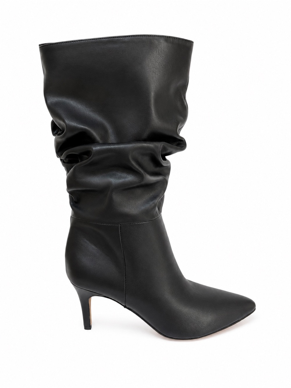 NWT Marc Fisher Black Slouch Mid Calf Boots Pointed Toe Kitten Heel Size 8.5M Ne